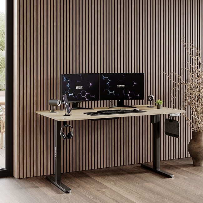 Стіл з регулюванням висоти електричний Sense7 Nojo 140×70 см сосна чорний