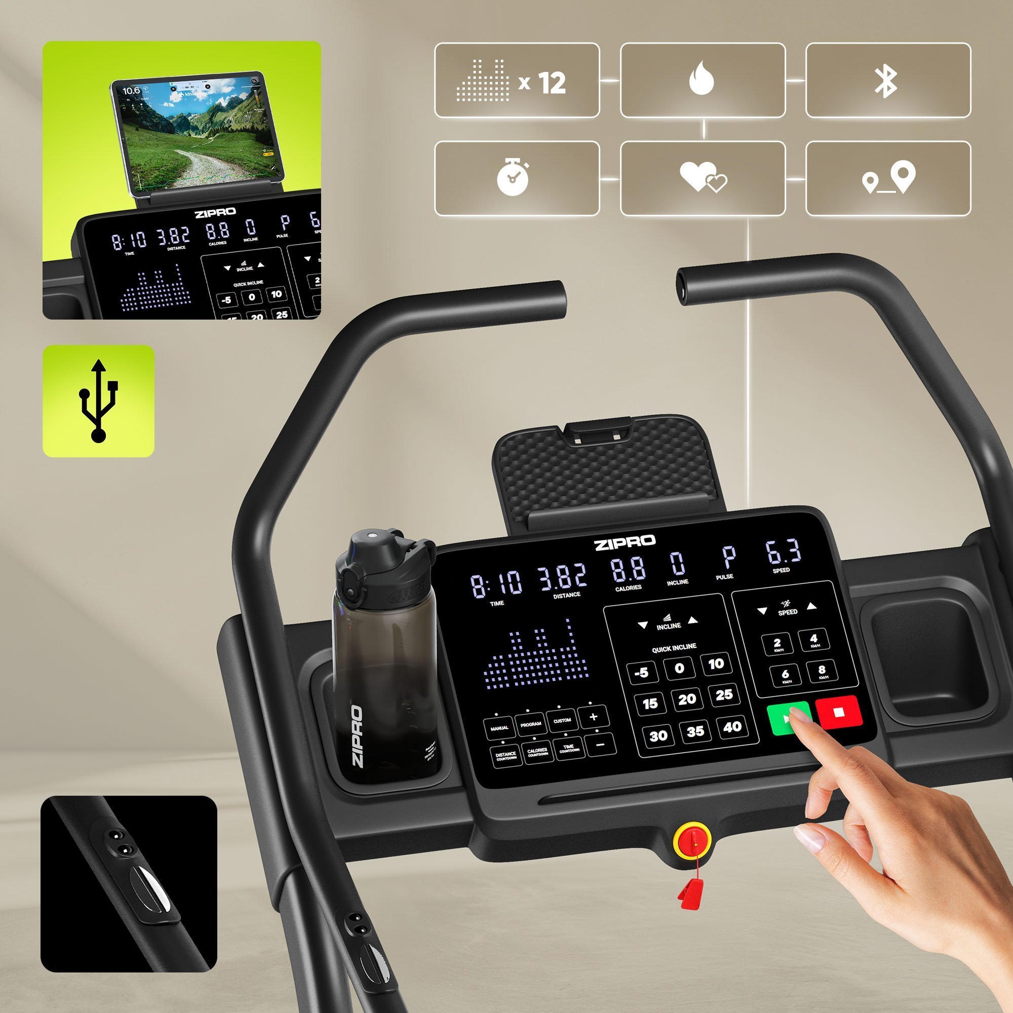 Дисплей бігової доріжки ZIPRO Shred