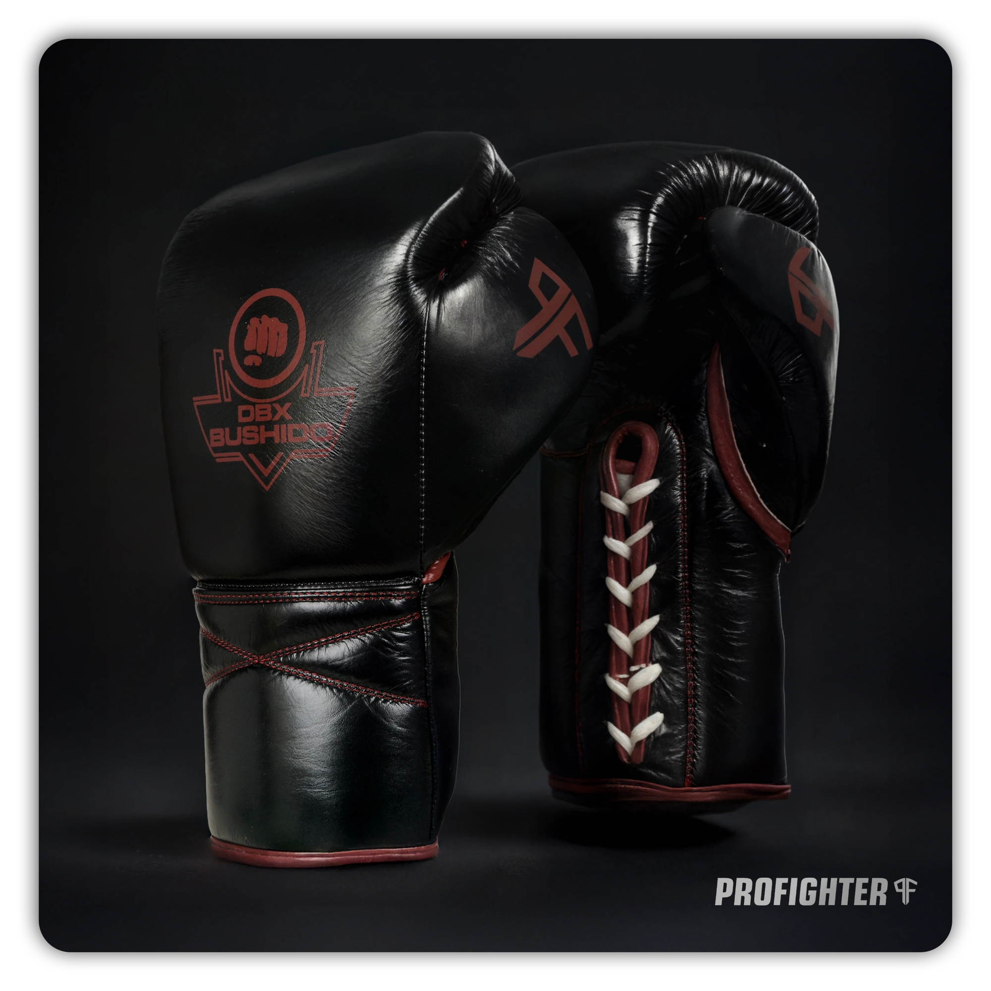 wiązane rękawice bokserskie premium profighter bordowe bordeaux ze skóry naturalnej