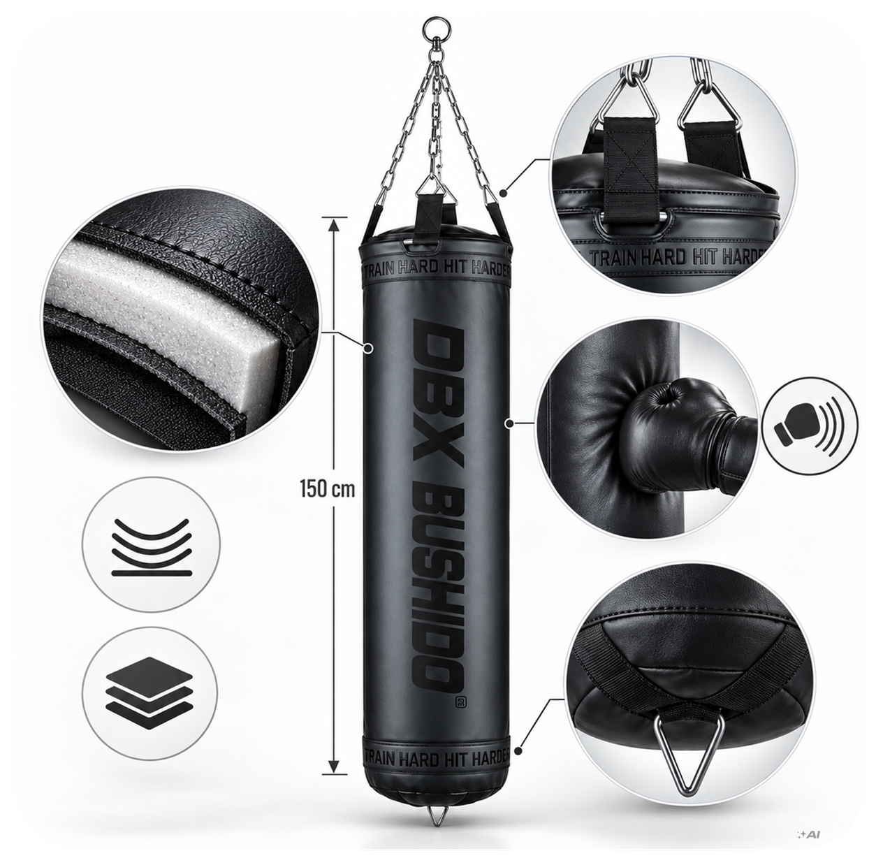 Worek bokserski PREMIUM SBRX Black 150 cm 60 kg DBX Bushido