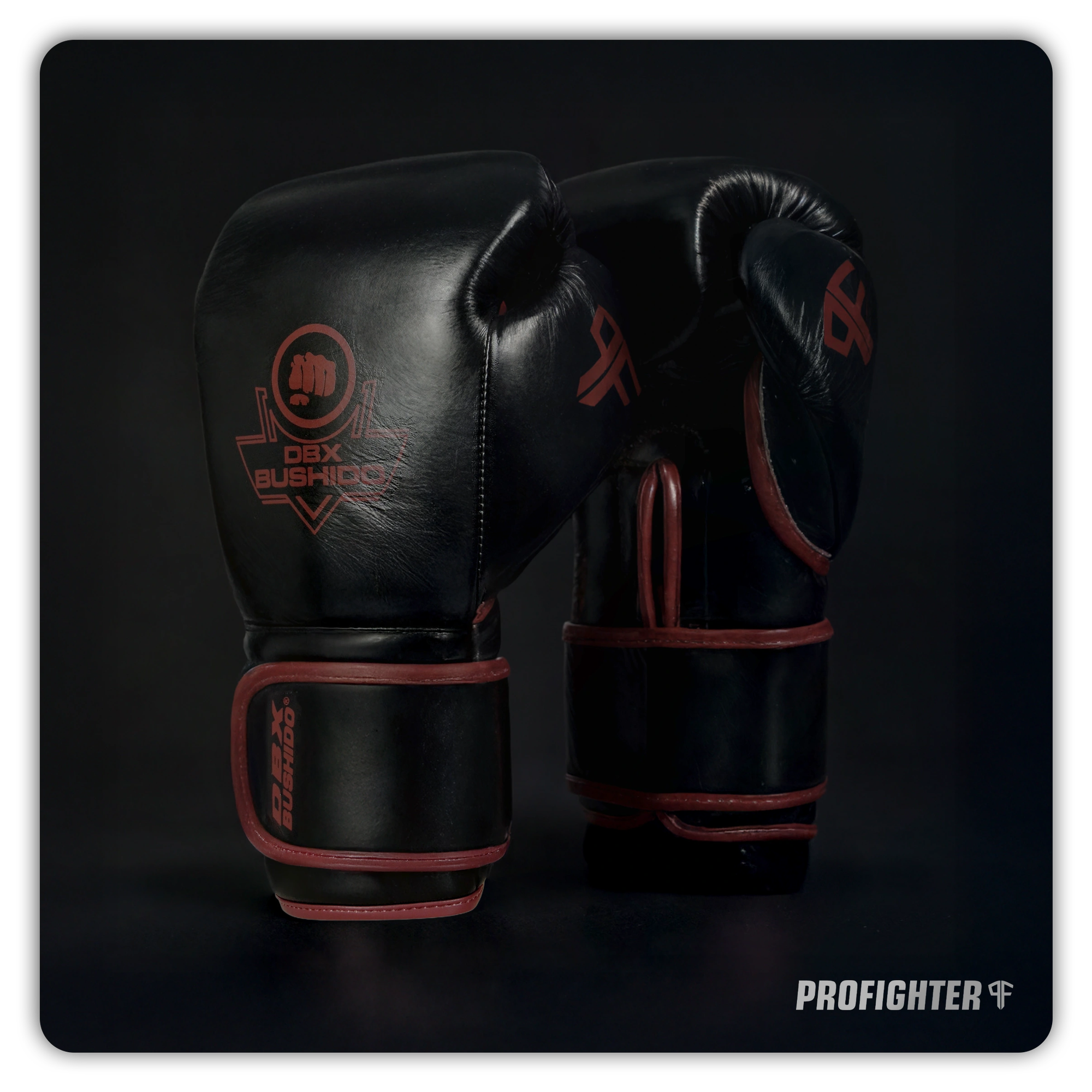 rękawice bokserskie premium profighter bordowe bordeaux ze skóry naturalnej