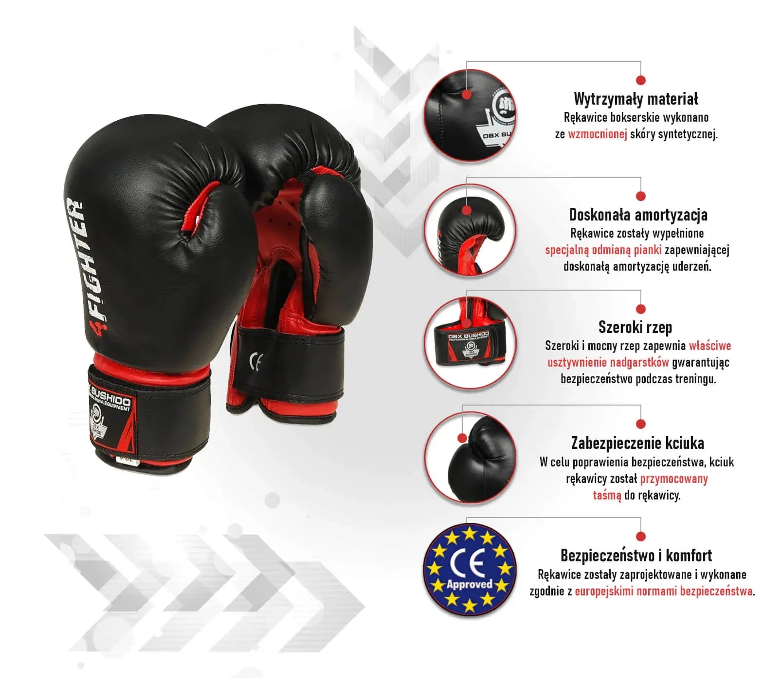 Rękawice 4Fighter Red - kluczowe cechy