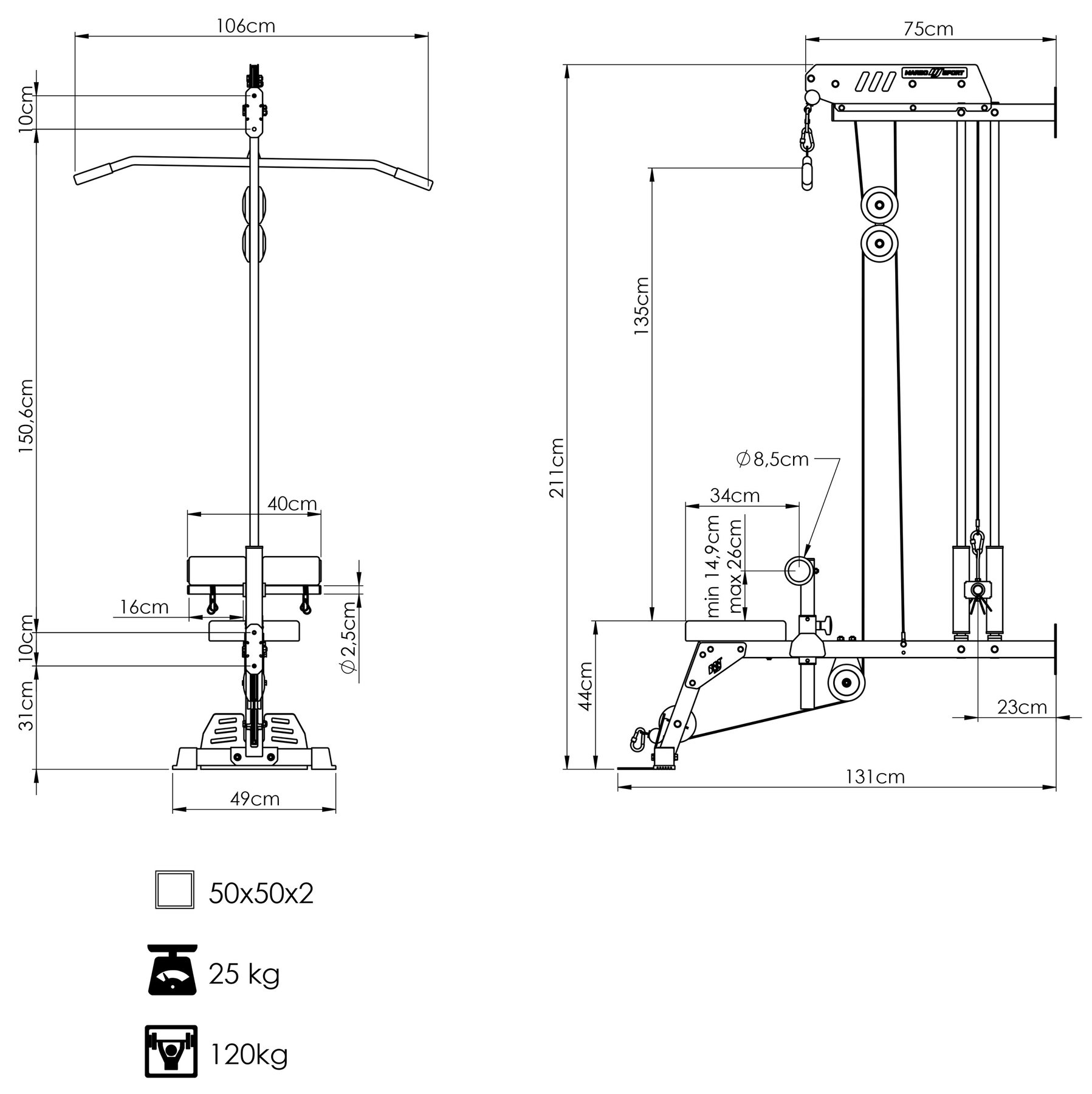 Конструкція тренажера Marbo Sport MS-W104 2.0 Конструкція тренажера Marbo Sport MS-W104 2.0